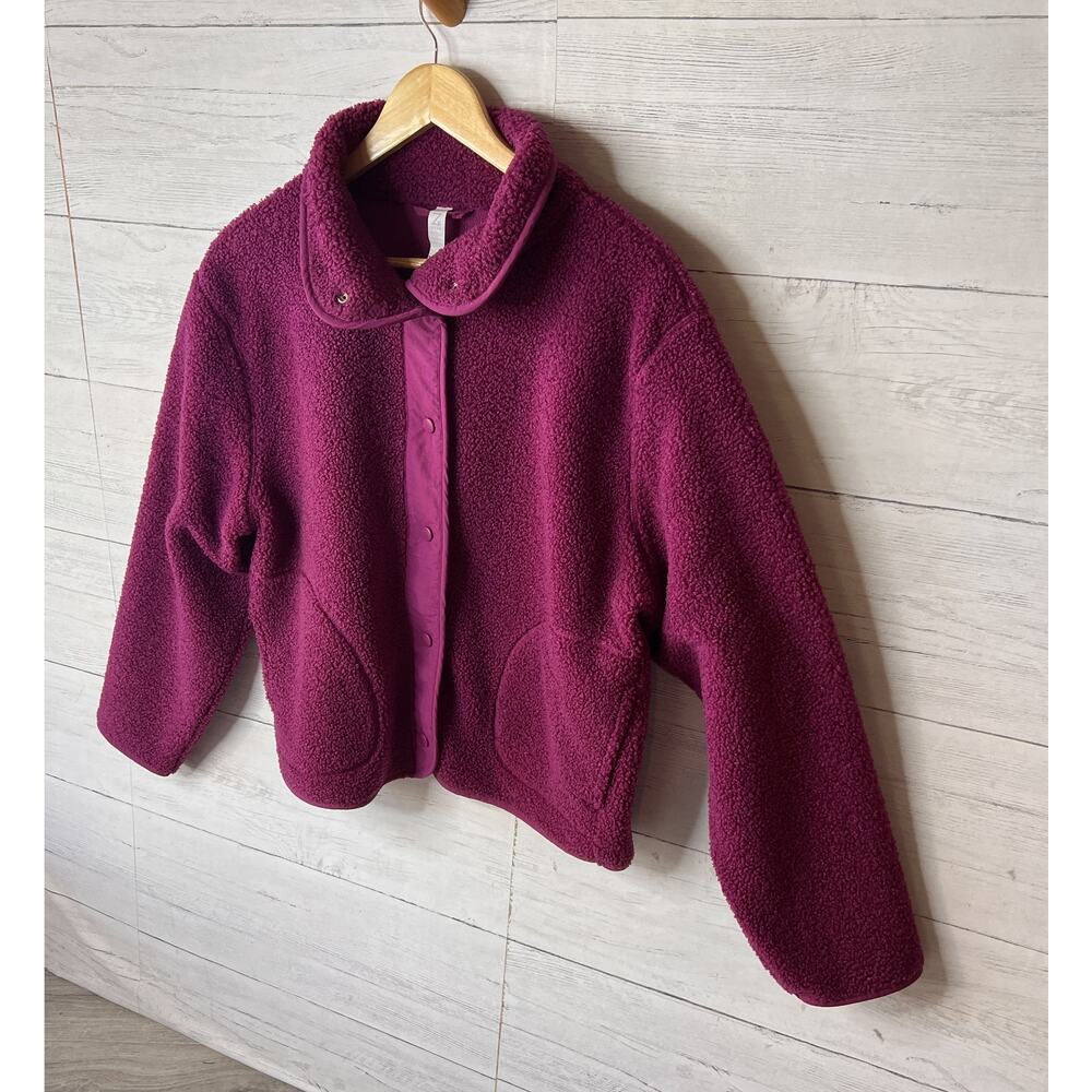 Z by Zella Jacket Womens Size Small Plum Purple Sherpa Snap Button Closure - Picture 5 of 15